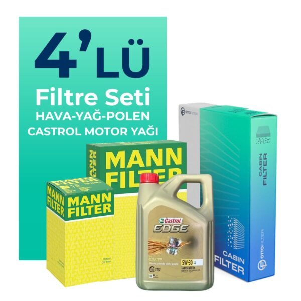 MANN Skoda Fabia 1.6 Dizel Filtre Bakım Seti Castrol Motor Yağlı (2010-2014) 4 Lü