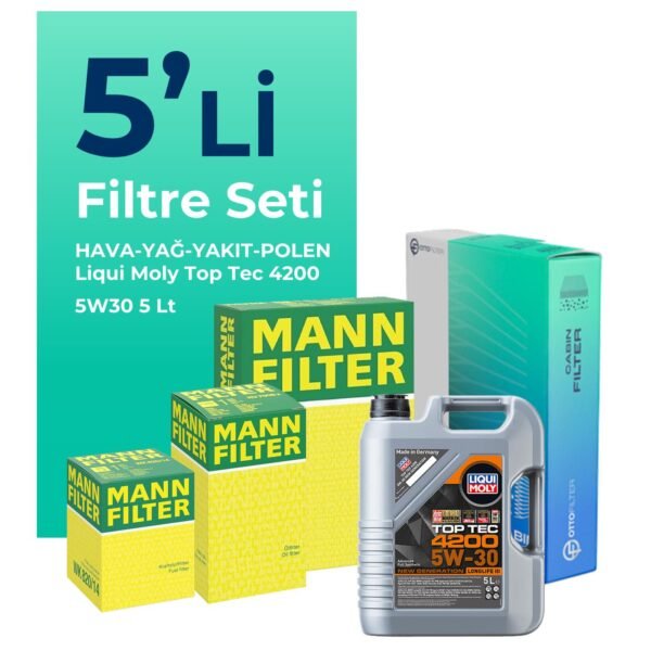 MANN Skoda Octavia 1.6 Dizel Filtre Bakım Seti Liqui Moly Motor Yağlı (2010-2013) 5 Li