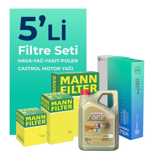 MANN Skoda Roomster 1.6 Dizel Filtre Bakım Seti Castrol Motor Yağlı (2010-2015) 5 Li
