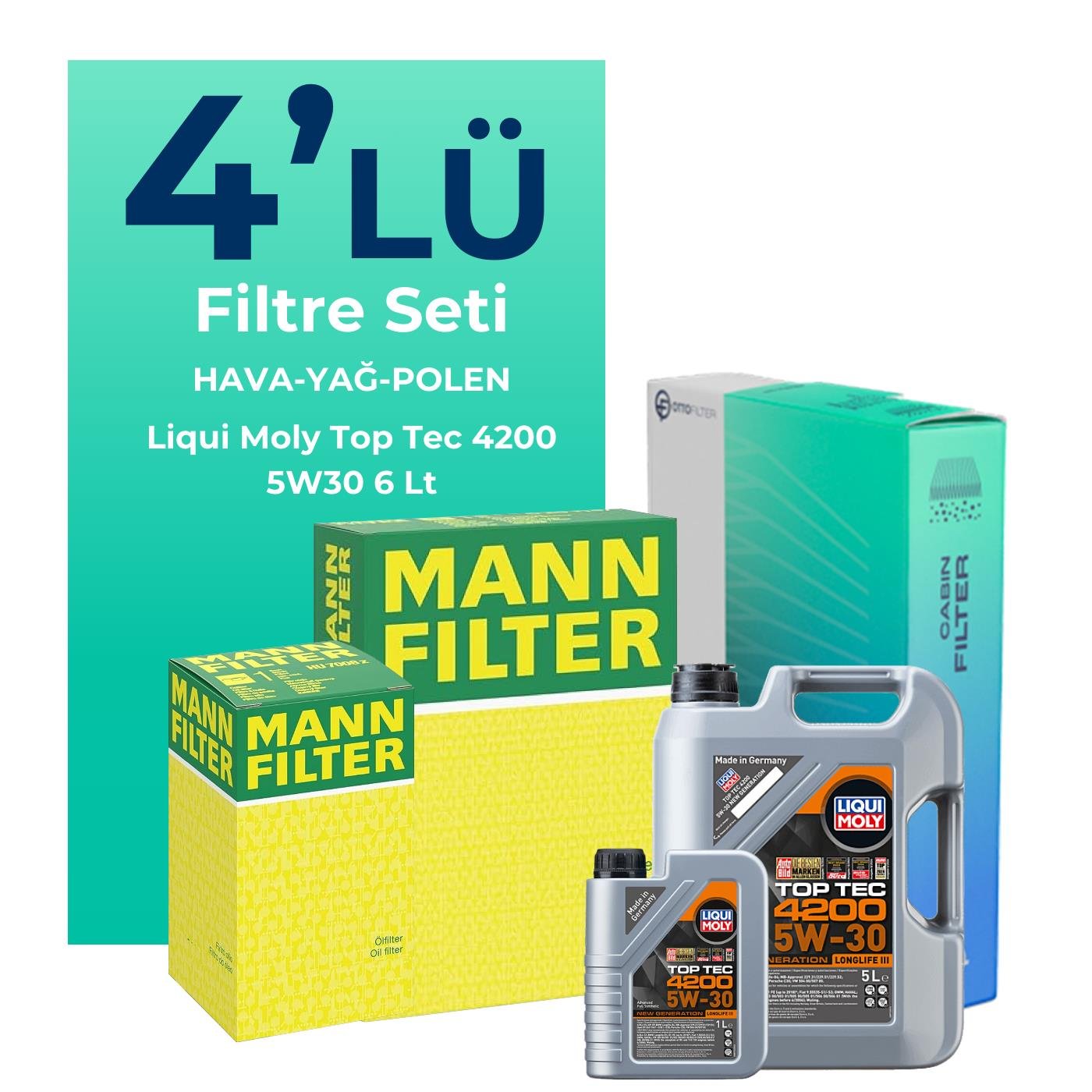 mann-volkswagen-transporter-t5-1-9-dizel-filtre-bakim-seti-liqui-moly-motor-yagli-2004-2009-4-lu-127955 MANN Volkswagen Transporter T5 1.9 Dizel Filtre Bakım Seti Liqui Moly Motor Yağlı (2004-2009) 4 Lü - Görsel 1