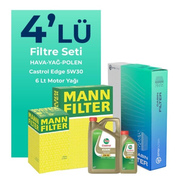 MANN Volkswagen Transporter T6 2.0 Dizel Filtre Bakım Seti Castrol Motor Yağlı (2015-2023) 4 Lü