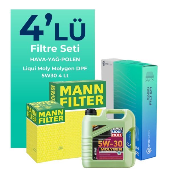 MANN Volvo S40 1.6 Benzin Filtre Bakım Seti Liqui Moly Motor Yağlı (2005-2008) 4 Lü